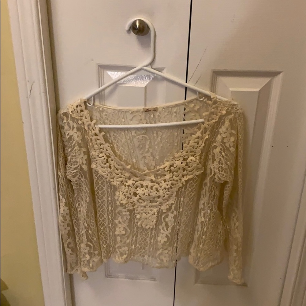 Cream silk top from Hollister